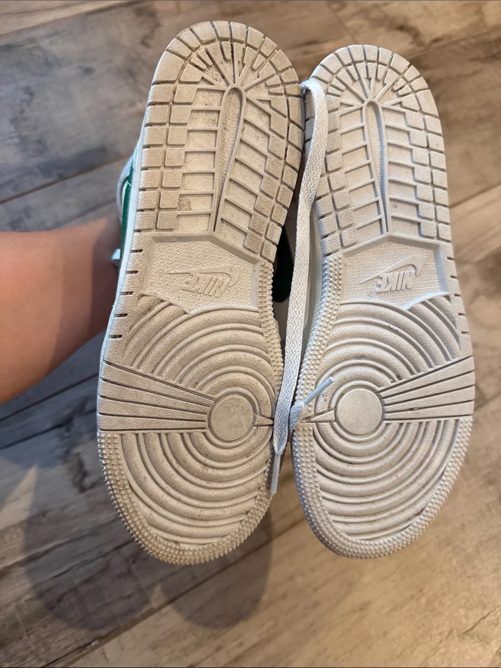 Jordan Kids White and Green High-Top Sneakers